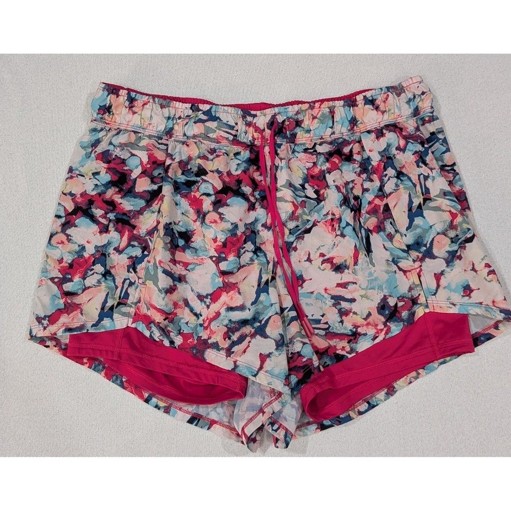 Avia 2-in-1 Running Shorts Womens XL 16-18 Multi Color Excellent Abstract Floral